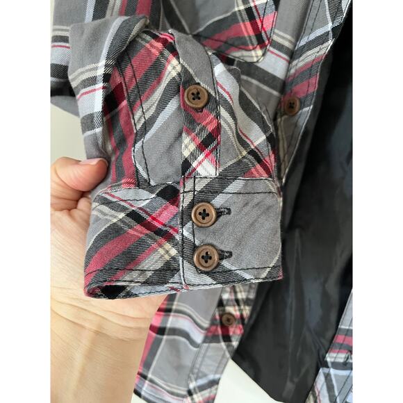 Kane & Unke Men's S Shirt/Jacket Red Black Gray Plaid Moisture Lining Gorpcore - Picture 5 of 9